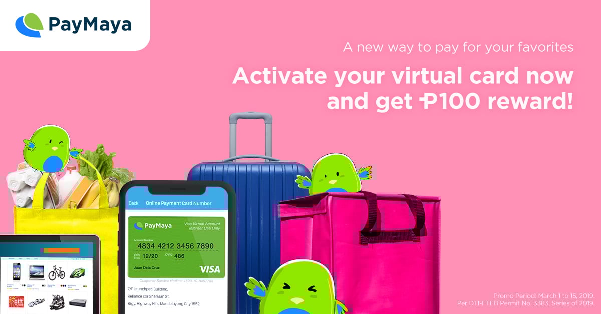 Activate virtual card and get P100 PayMaya Deals